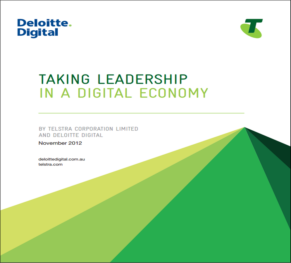 Cover of the report Taking Leadership in a Digital Economy by Telstra and Deloitte Digital